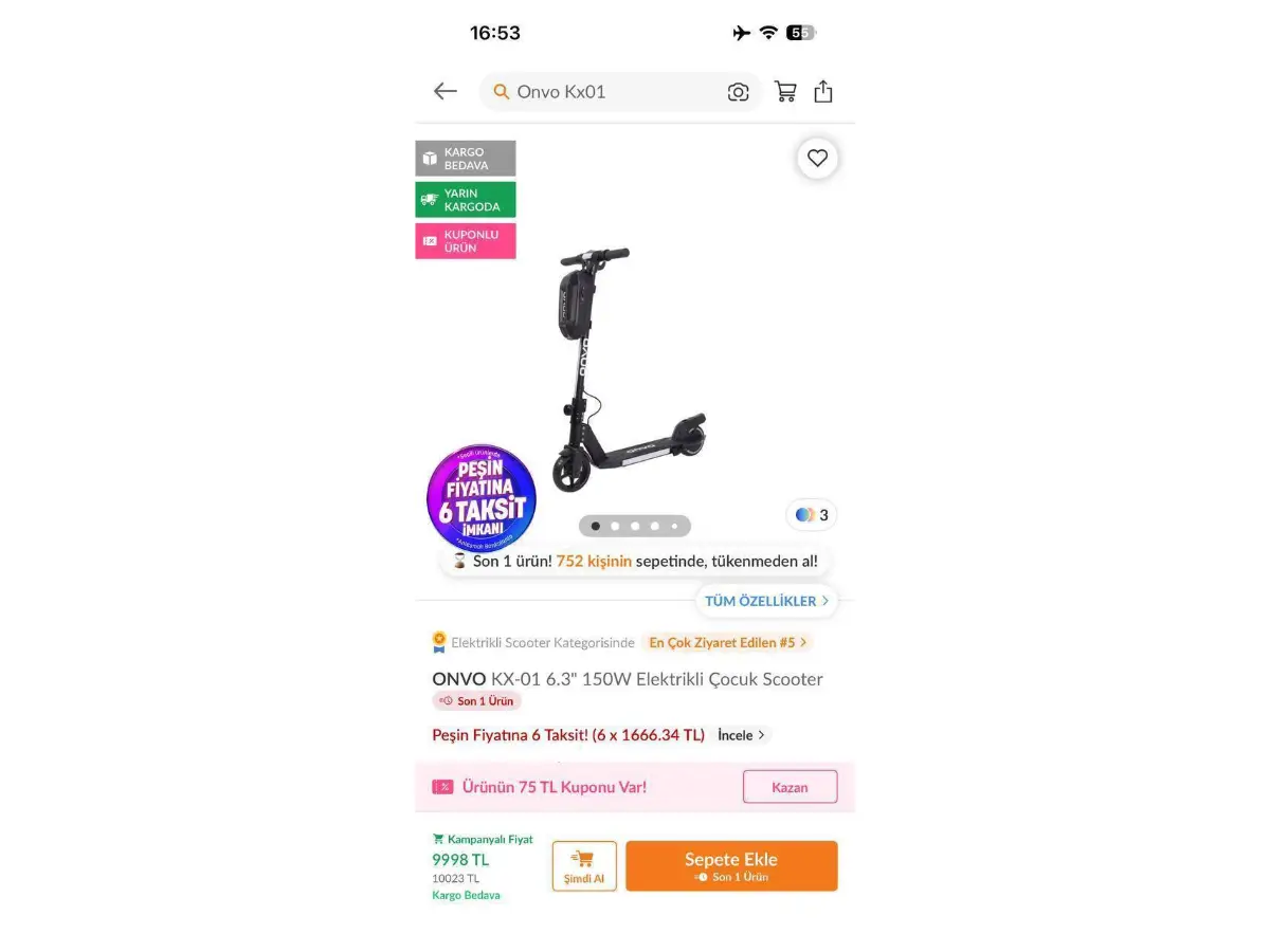 Детский электросамокат ONVO KX-01 150W, миниатюра 2